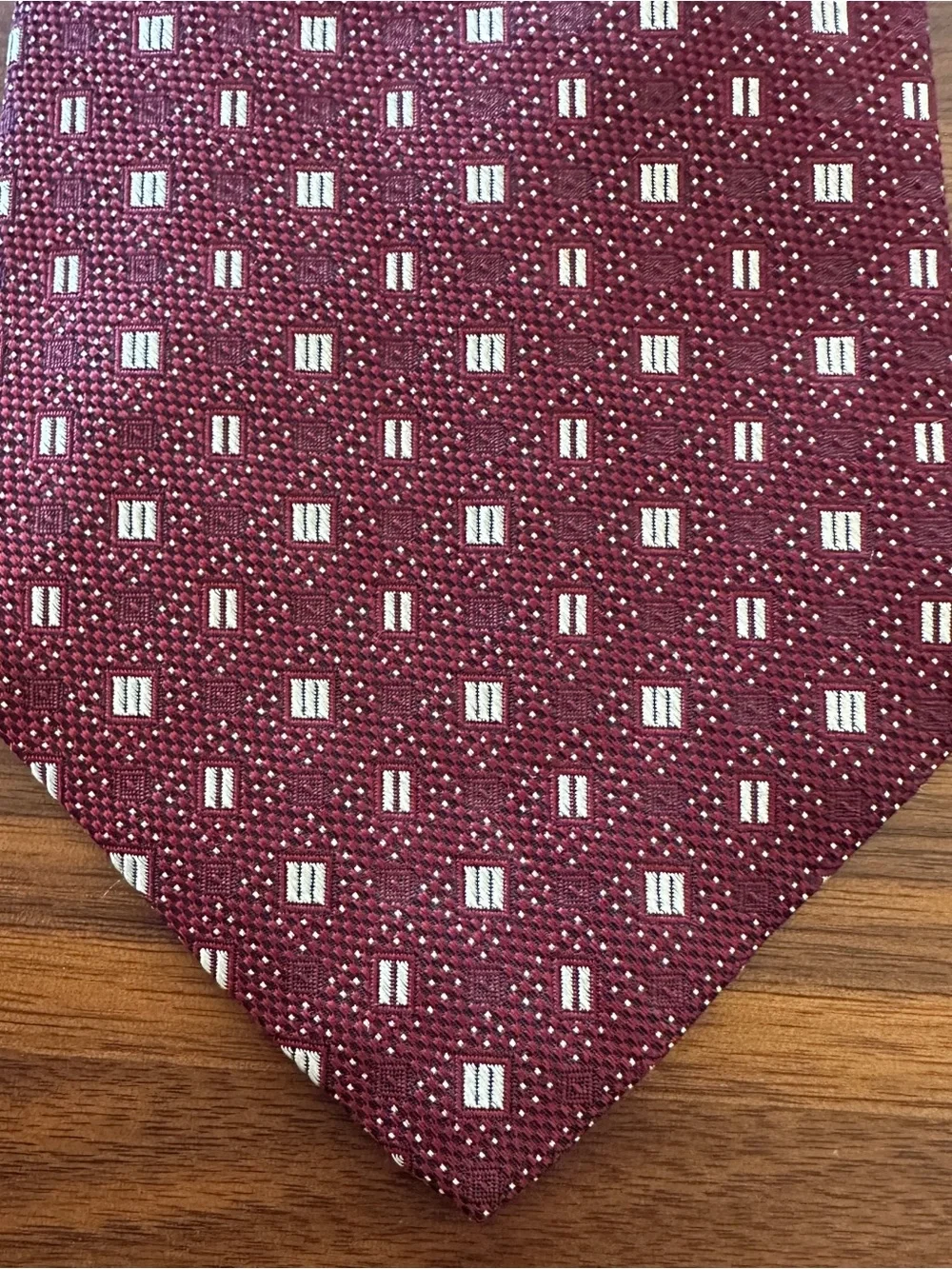 Polo by Ralph Lauren Maroon Geometric Silk Tie